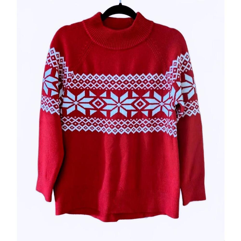 Talbots' Red and White Winter Christmas Sweater